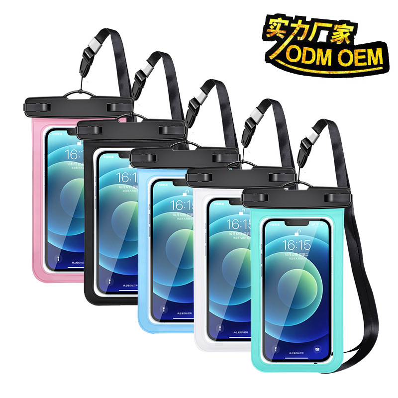 Factory Direct Sales Pvc Waterproof Phone Bag, Splash-Proof, Suitable for Swimming and Rafting, Transparent, Touchscreen Compatible, Suitable for Huawei and Apple