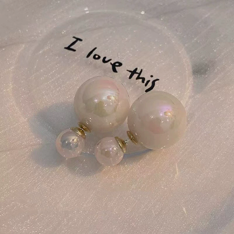 Pearl bow earrings, Japanese‑Korean style, rhinestone‑encrusted, lightweight 0.01 kg