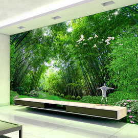 大自然风景绿竹林竹子简约3D大型壁纸壁画客厅沙发卧室5d背景墙纸