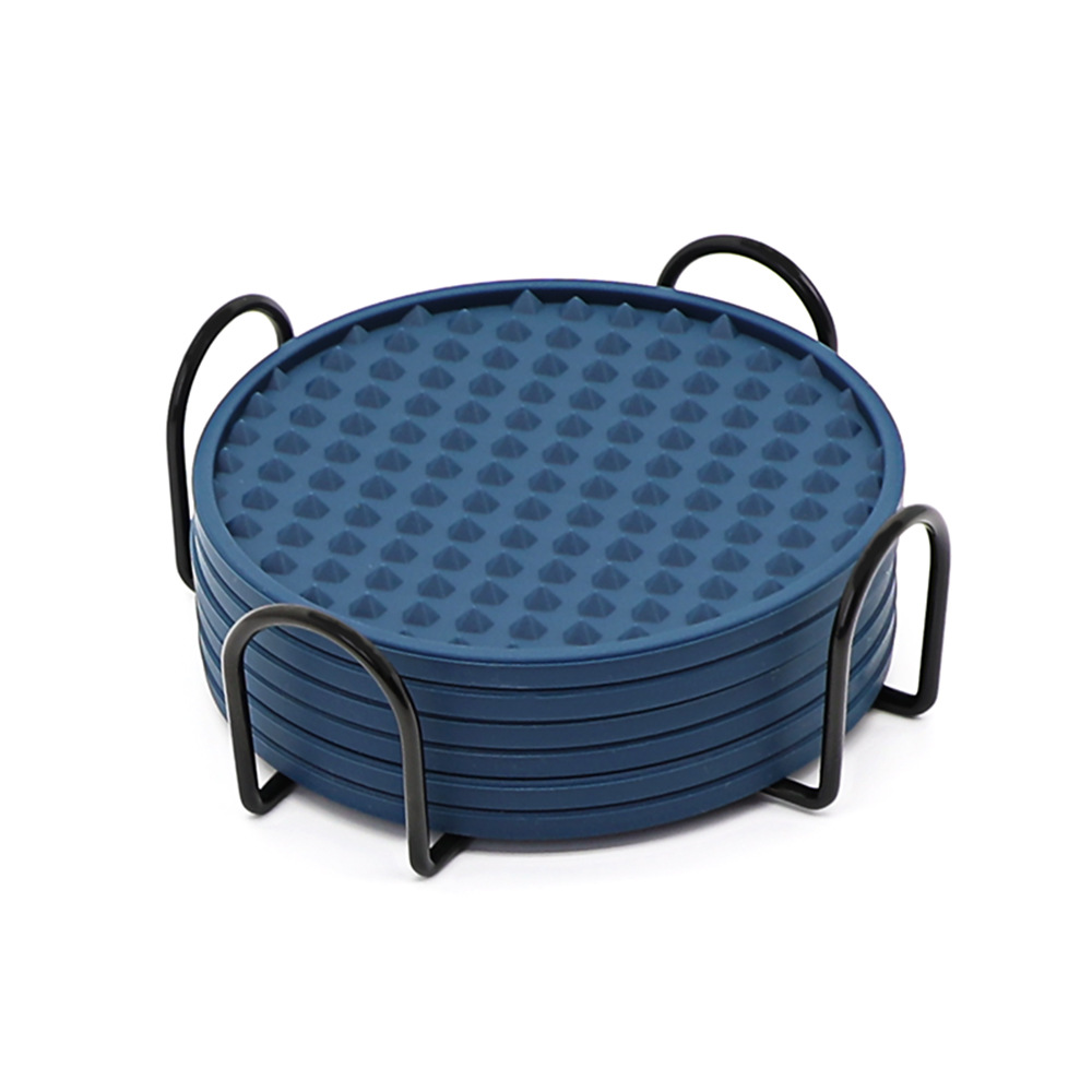 Amazon puede imprimir logo almohadilla de aislamiento térmico juego de silicona posavasos 10cm posavasos de té anti-escaldado alfombra redonda antideslizante para el hogar