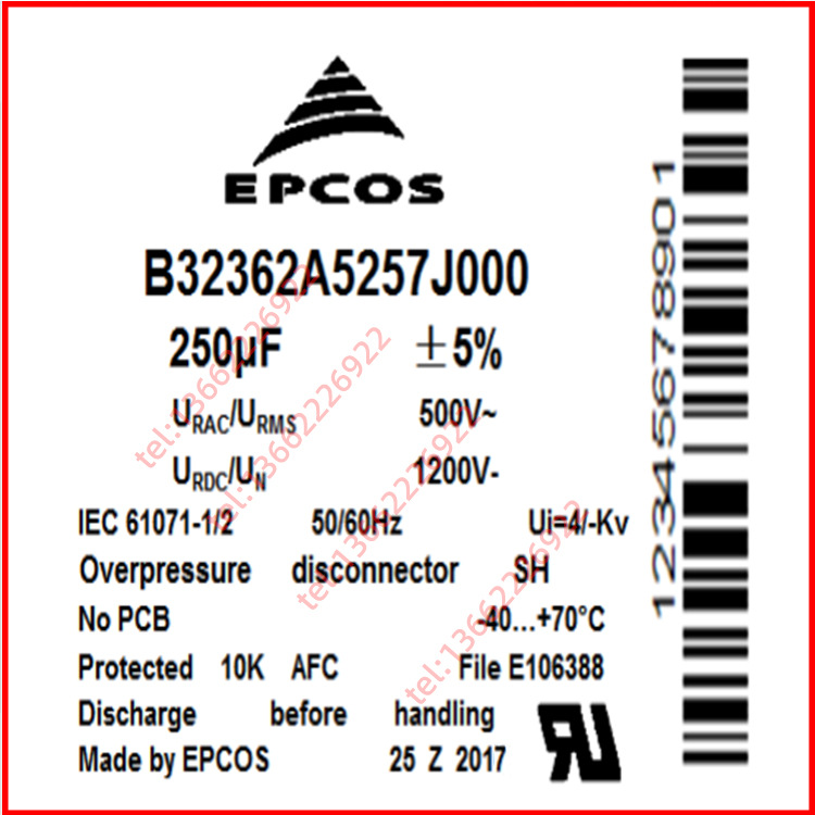 B32362A3107J030 EPCOS薄膜电容铝电解电容器