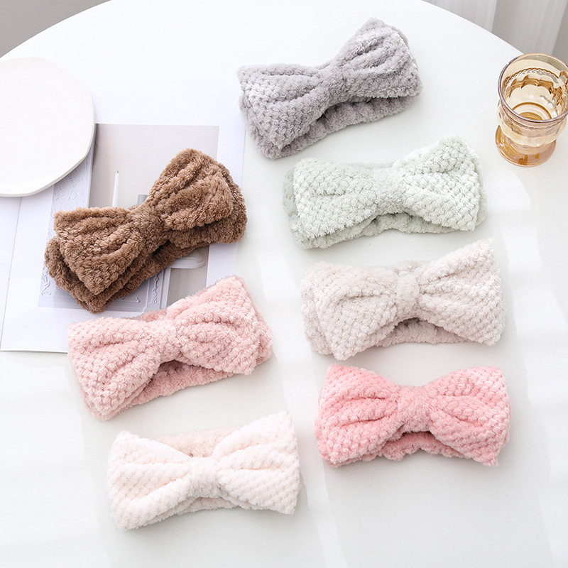 Amazon transfronteriza piña Plaid banda de pelo cara lavado maquillaje banda de pelo de las mujeres de terciopelo de coral absorbente arco diadema