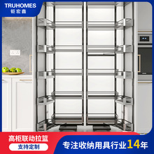 大怪物拉篮高柜开门式多层大容量可调高度零食收纳储物架联动高柜
