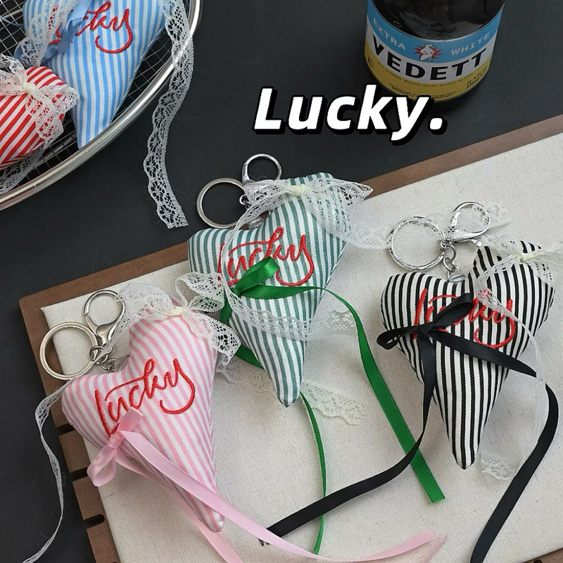 韓国ins新型レース蝶結び刺繍アルファベット愛珠鎖キーホルダー甘いファッションバッグアクセサリー|undefined