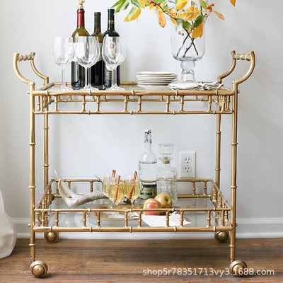 Retro Bar Wine Truck American Loft Cafe Golden Dining Cart Trolley Creative Hotel стойка для хранения