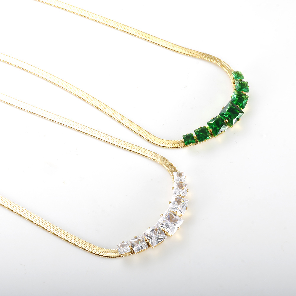 Fashion Geometric Titanium Steel Inlay Zircon Necklace 1 Piece