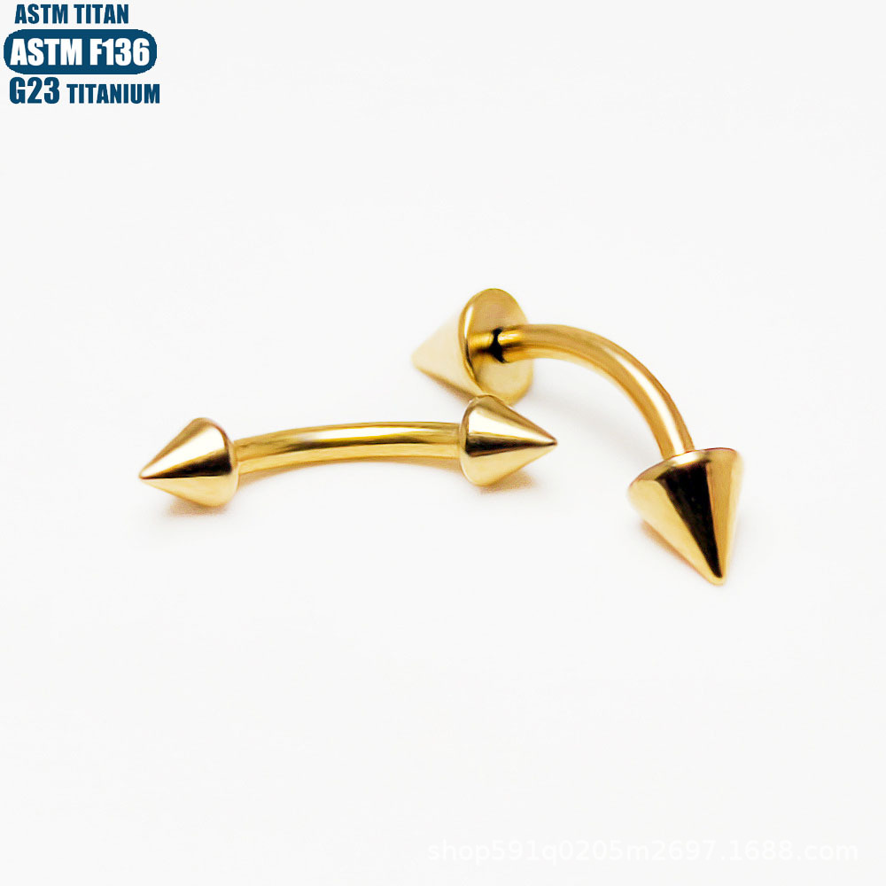 Silver pointed spike labret stud material detail