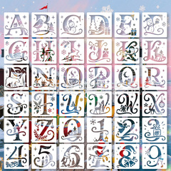 厂家直销数字字母精灵镂空绘画模版跨境亚马逊儿童手抄报diy模版