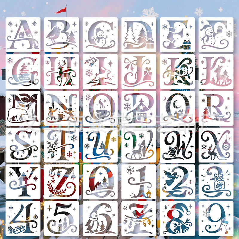厂家直销数字字母精灵镂空绘画模版跨境亚马逊儿童手抄报diy模版|undefined