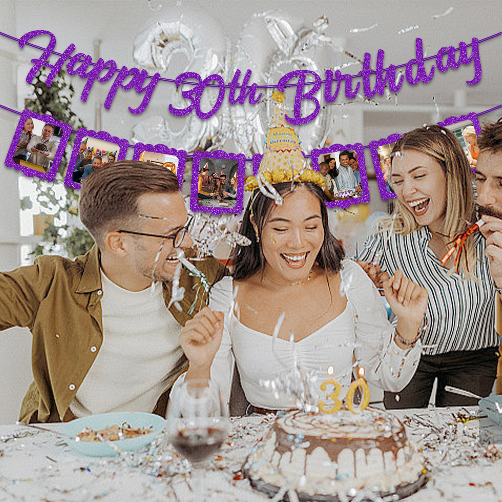 Amazon aniversario fiesta de cumpleaños tira de banderas 30 años 40 años 50 años foto de fondo de cumpleaños tira de banderas decoración