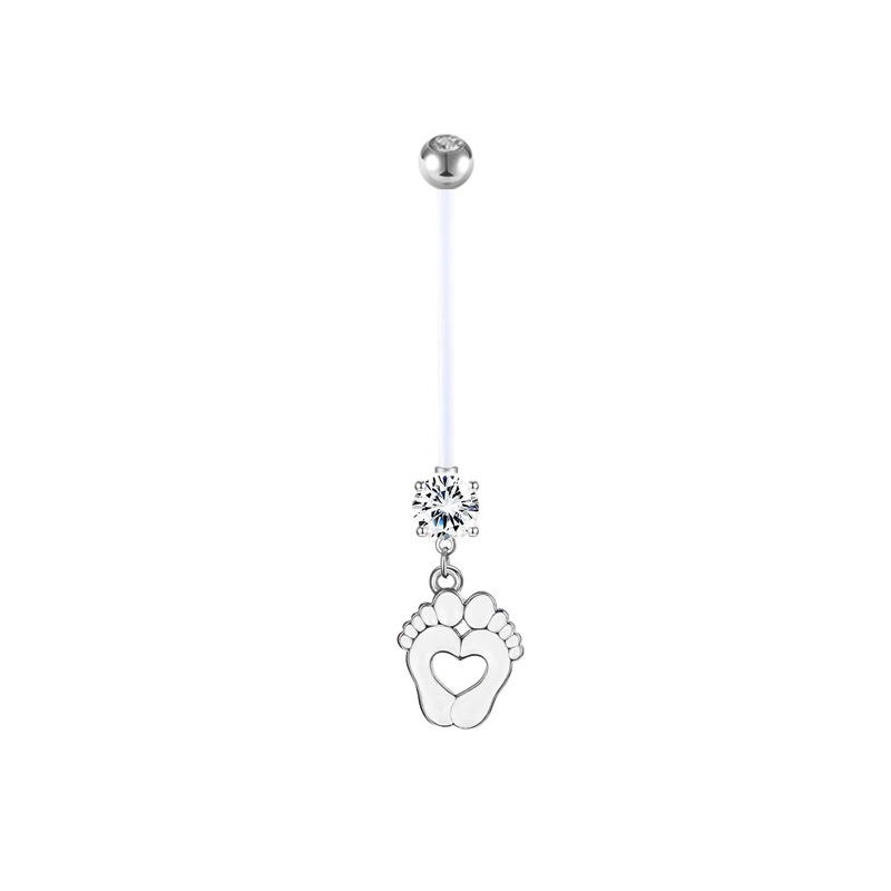 Piercing de nombril de grossesse avec sequins acryliques et tige uv_voghion.com