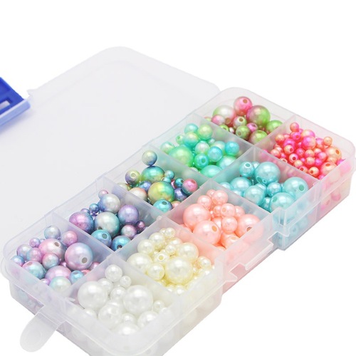 Round perforated plastic imitation pearl DIY handmade beads, hair accessories, loose beads, pendants, clothing accessories boxed