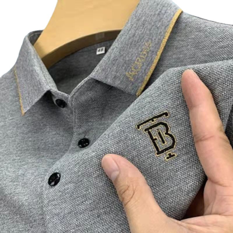 Camiseta de manga corta de los hombres de verano solapa bordada más el tamaño de la camisa de polo joven y de mediana edad de negocios casual de comercio exterior de los hombres top