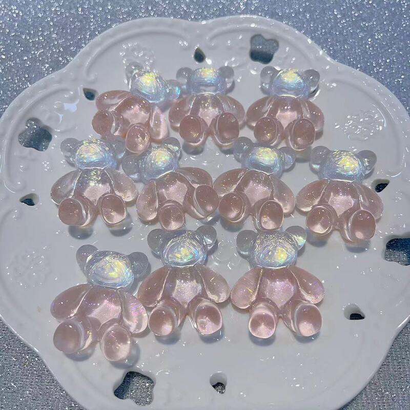 【双色冰透坐坐大熊】卡37×30mm萤火虫夜光 手工DIY饰品-树脂|undefined
