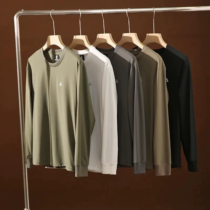 Четырехсторонняя эластичная быстросохнущая драпировка, удобный дышащий спортивный топ, весенне-осенняя мужская функциональная Водонепроницаемая футболка с длинными рукавами на открытом воздухе