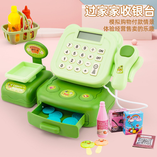 Internet celebrity children's multi-function cash register cartoon supermarket cashier girl play house toys 3-6 gifts wholesale