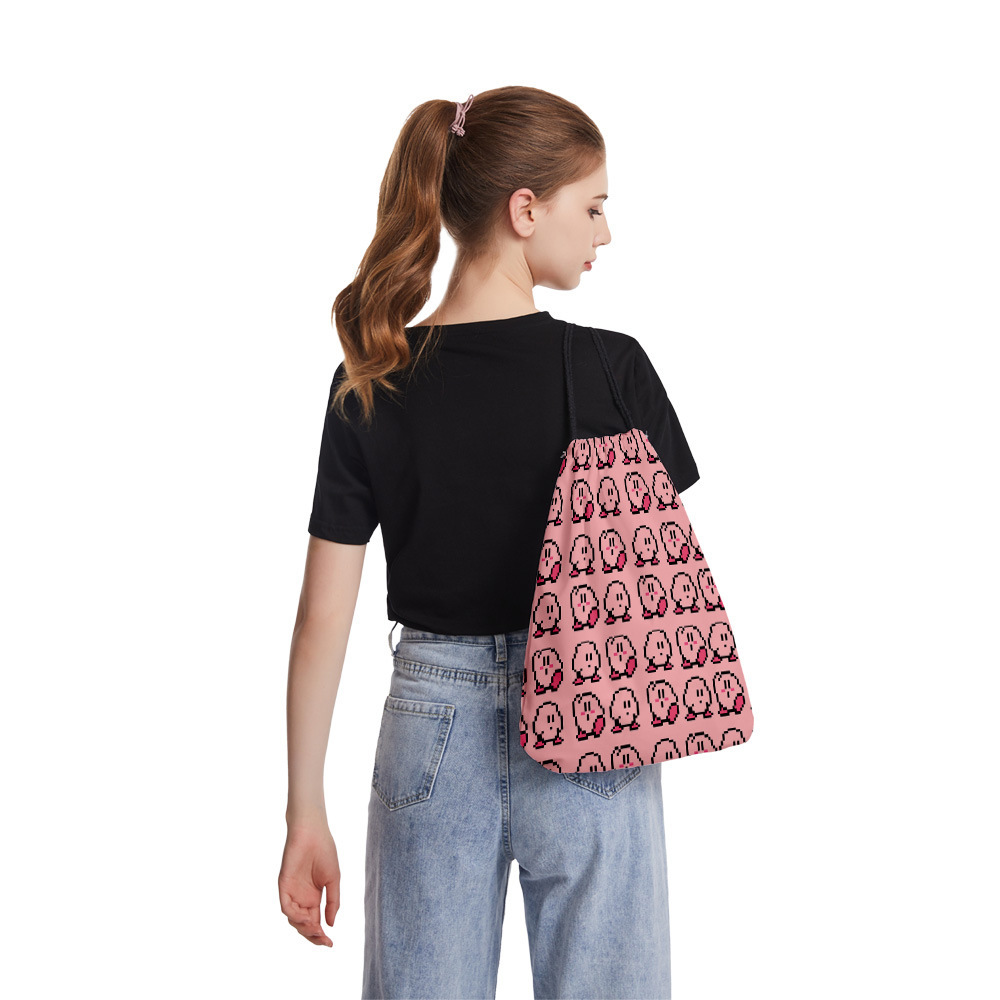 跨境3D抽绳包 kirby星之卡比 3D束口袋 来图休闲3D抽绳束口袋