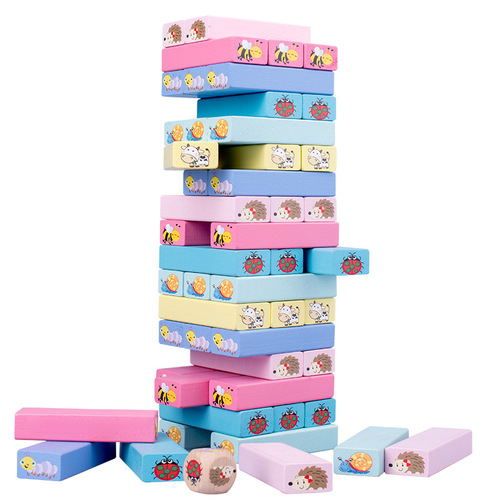 Children's puzzle stacks, balanced stacks, high-drawing building blocks, stacked wooden strips, wooden board game toys