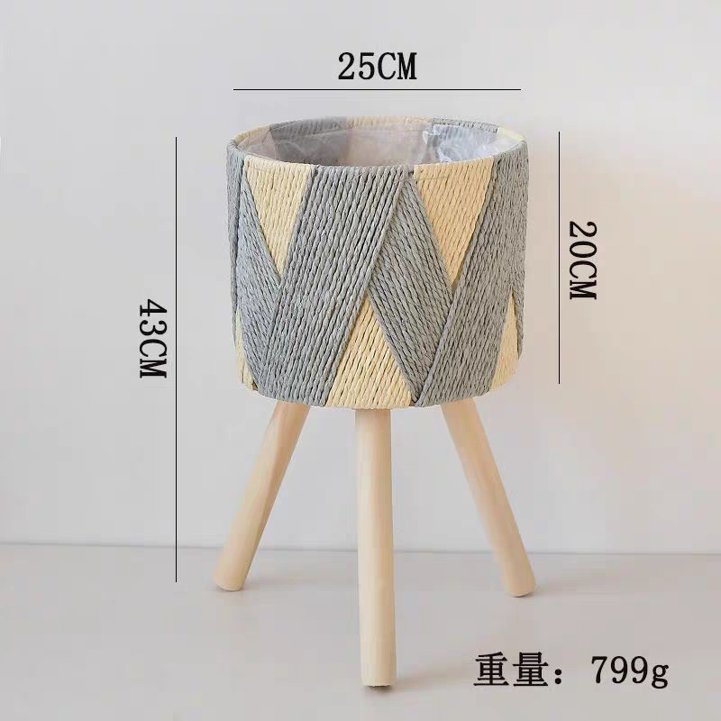 Cesta de Flores Decorativa Tejida a Mano de Cuerda de Papel para Sala de Estar y Oficina image 12