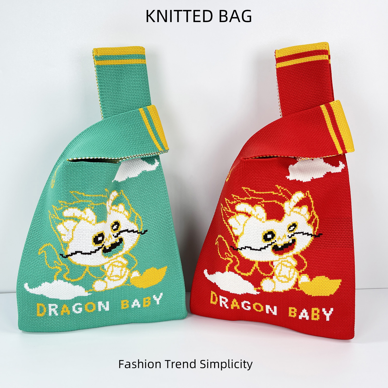Bagos de regalo de punto de Año Nuevo del Dragón bolsas de muñeca mini bolsas de teléfono móvil versátiles bolsas de regalo de caramelo de gran capacidad bolsas tote image 4