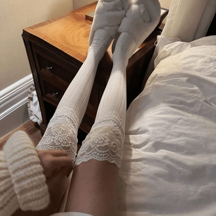 Lace High-Appearance Over-The-Knee Stockings for Women, Summer New Style, Vertical Pattern, Slimming, Pure Desire Style, Jk Japanese Trend