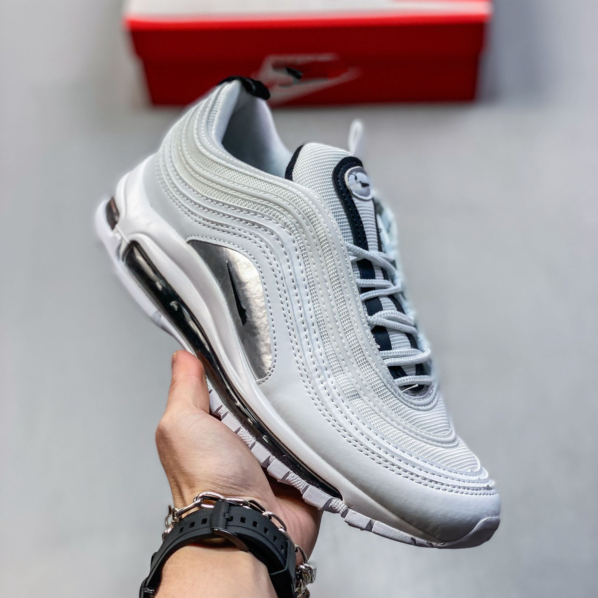 Pure original Max 97 retro bala reflectante cojín de aire zapatos para correr amortiguación transpirable todo fósforo ocio deportes zapatos de moda hombres y mujeres