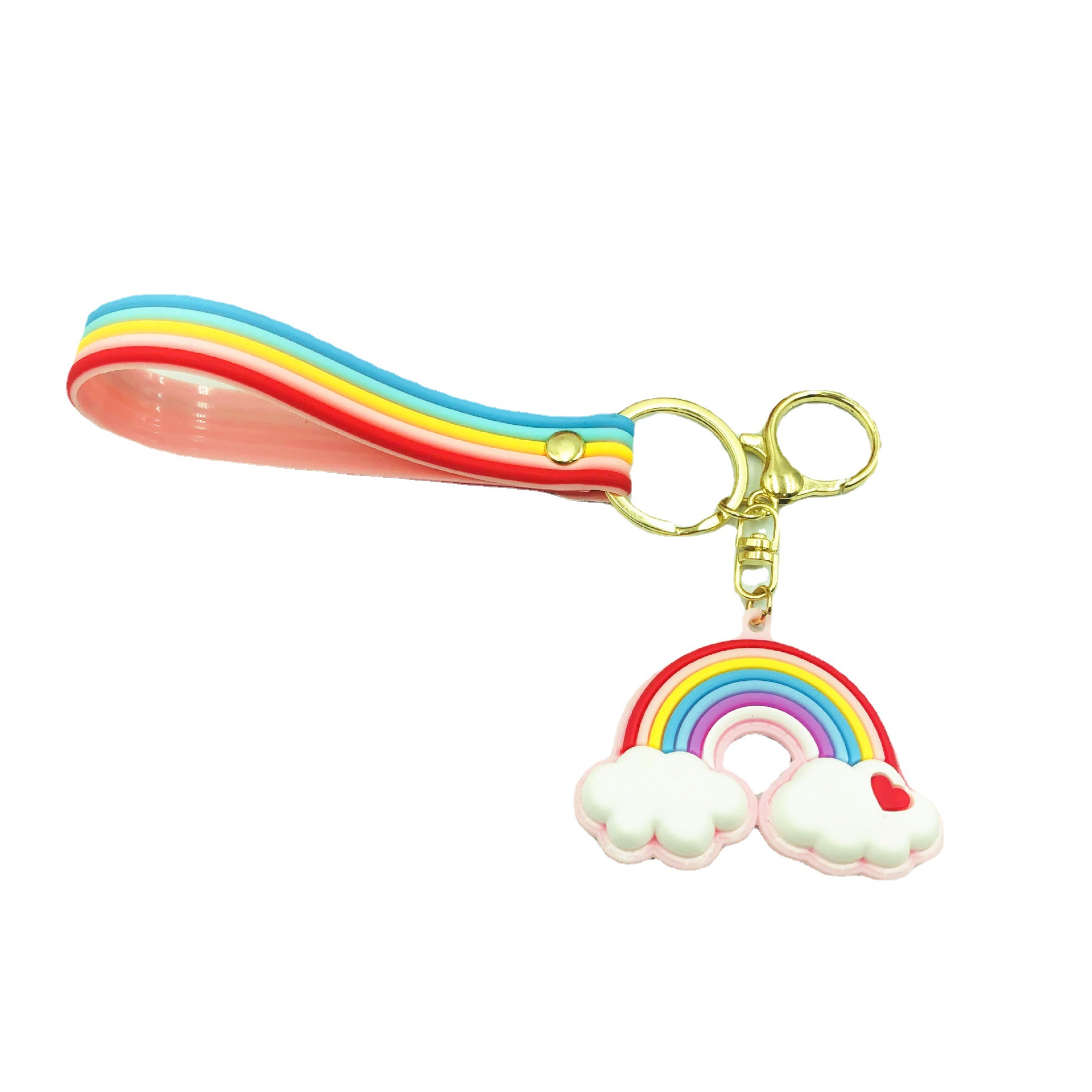 Transfronteriza PVC pegamento suave creativo Arco Iris llavero traje de metal colgante bolsa ropa adornos pequeño regalo