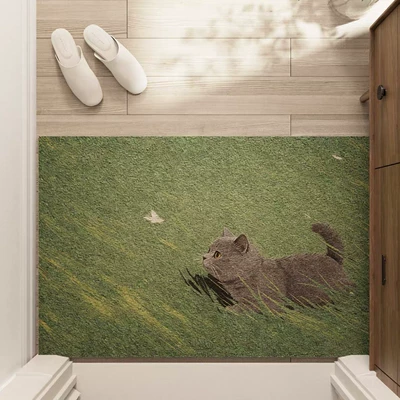Avtomobil döşəmə paspasları | Entryway Dust Removal Non-Slip Foot - grass-blue-cat-4060cm-pvc-wire-loop