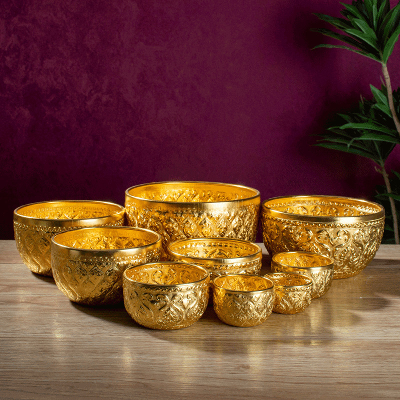 Thai-style tin bowl Southeast Asian-style restaurant specialty kitchenware bubble Luda utensils yogurt salad oatmeal dessert bowl Thai-style tin bowl Southeast Asian-style restaurant specialty kitchenware bubble Luda utensils yogurt salad oatmeal dessert bowl