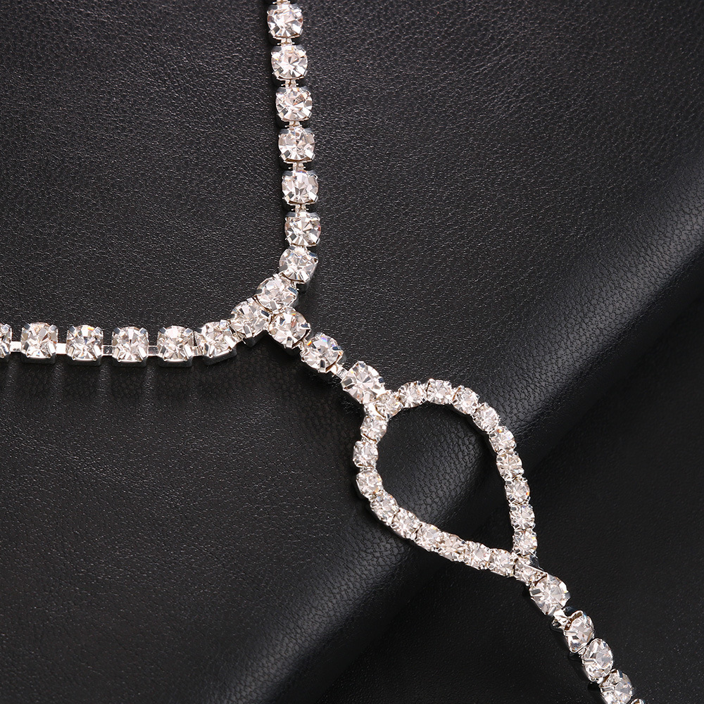 Transfronterizo nueva cadena de pecho de diamantes de imitación europea y americana sexy simple gota de agua Halter adornos en el pecho accesorios de alto sentido bodychain
