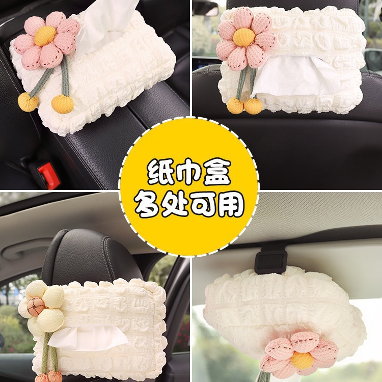 Caja de pañuelos para coche linda y sencilla caja de dibujo para coche colgante barandilla de almacenamiento de alta calidad suministros de decoración de coche