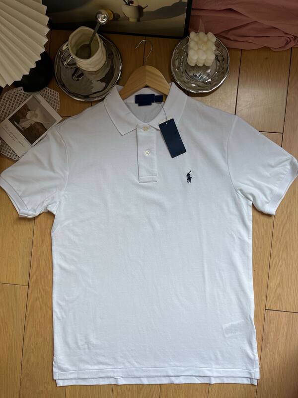 Áo polo nam tay ngắn cổ bẻ thêu logo ngựa nhỏ, chất cotton pique cao cấp — Màu trắng, Màu xanh tím than, Màu xám nhạt, Màu xám đậm