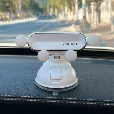 Car mobile phone bracket instrument panel suction type 2025 new cartoon cute car anti-shake navigation car interior women (Car phone holder) - solid-color-white-mirror-bracket-dashboard-air-outlet-dual-use