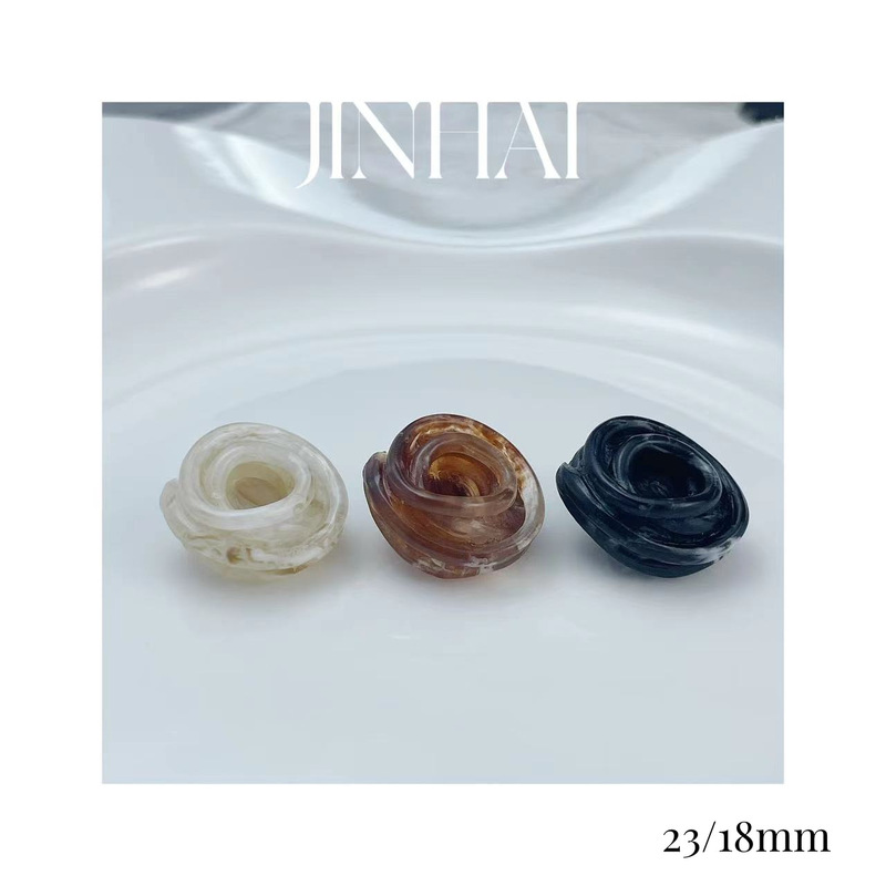 Qihai resin button National style three-dimensional stick flower rendering color flower metal foot coat dress decorative buckle