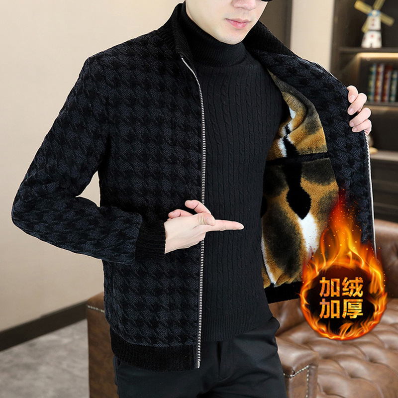 Autumn and Winter Gold Mink Woolen Coat Men's Short Woolen Coat Handsome Fashionable cotton and thickening Collar Jacket