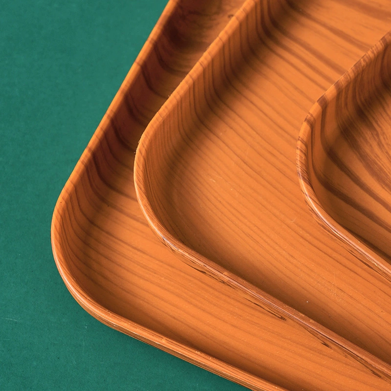 Пшеничный пластик японский стиль древесины прямоугольная тарелка для ресторана бытовой тарелка