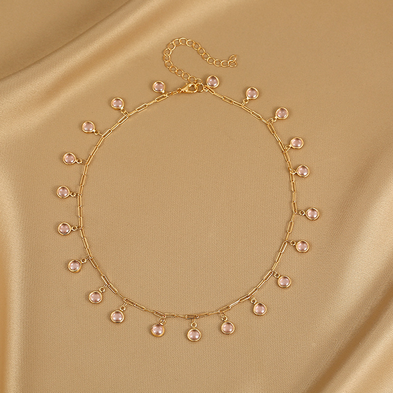 Fashion Flower Alloy Copper Plating Inlay Crystal Anklet Necklace 1 Piece