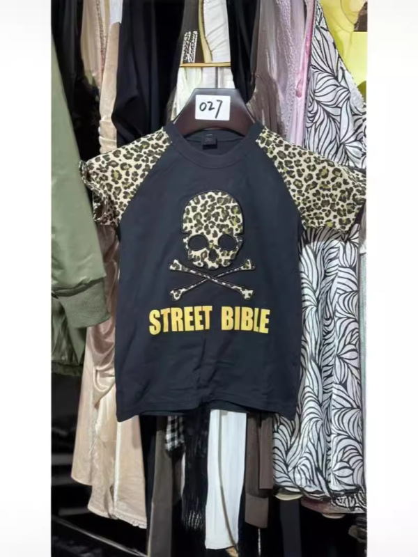 日牌中古着サブカルチャーパンク半袖tシャツヴィンテージレトロヒョウ柄刺繍ギャルショート丈トップス夏|undefined