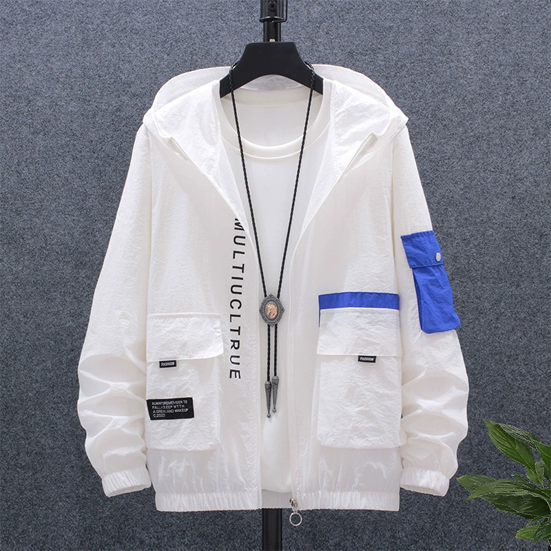 Дышащая солнцезащитная одежда с капюшоном для мужчин, летняя спортивная одежда в стиле пэчворк для велоспорта, солнцезащитная одежда с защитой от ультрафиолета, сверхлегкая и тонкая солнцезащитная одежда.