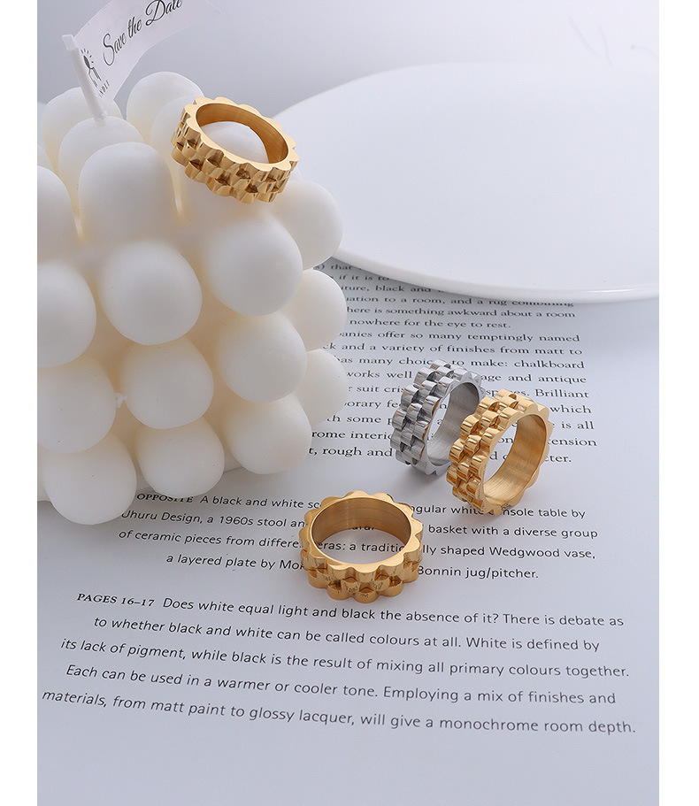 marka Exaggerated Cold ins Wind Thick Strap Retro Fade-Free Ring Titanium Steel Plated Gold Ring_voghion.com