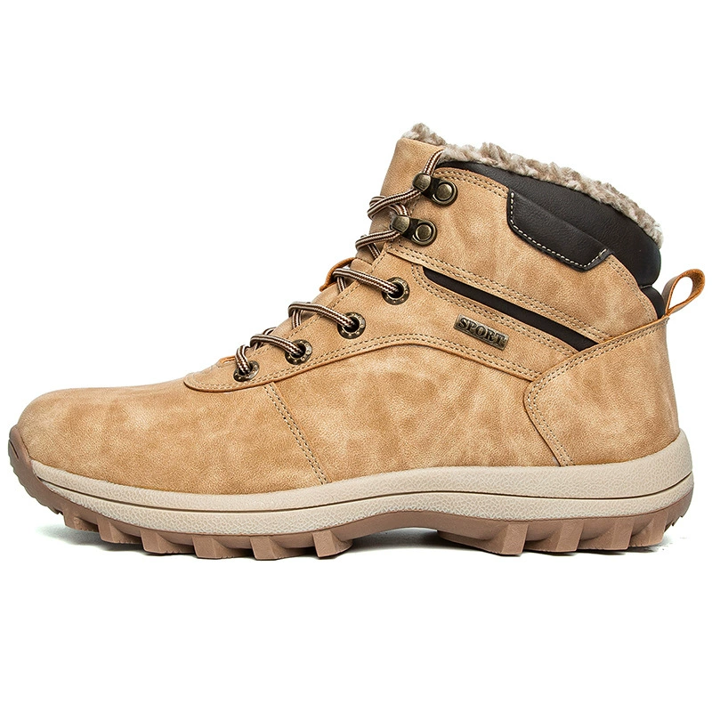 Зимние мужские кожаные ботинки, теплые трансграничные ботинки для внешней торговли на флисовой подкладке, мужская обувь, повседневная обувь на открытом воздухе, осенние кожаные ботинки с высоким берцем