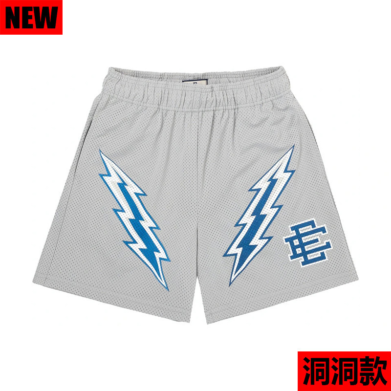 Eric Emanuel EE Basketball Shorts Mesh Lightning Bolt Grey Blue