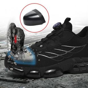 Cross-Border Fashion New Style Rotating Button Labor Protection Shoes for Men, Anti-Smash and Anti-Puncture Safety Shoes, Non-Slip and Wear-Resistant Work Shoes