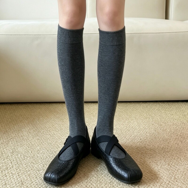 Autumn women's calf socks, long socks, pure cotton half-leg socks, Korean style solid color versatile leg socks, seamless socks, compression socks Autumn women's calf socks, long socks, pure cotton half-leg socks, Korean style solid color versatile leg socks, seamless socks, compression socks