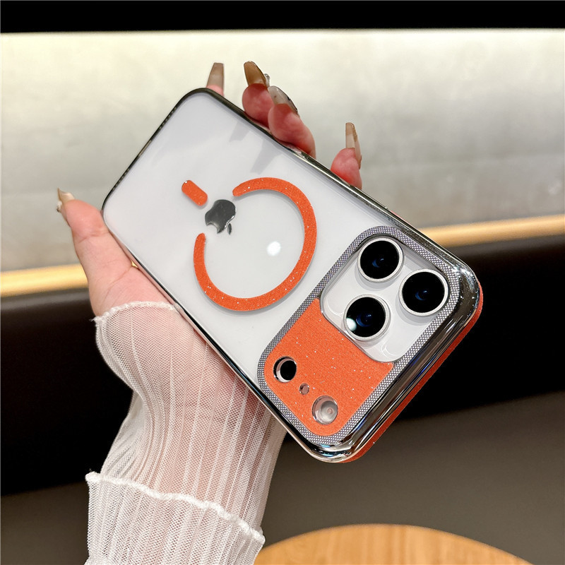 适用苹果17Air电镀散粉手机壳iPhone17ProMax保护套透明磁吸新款|undefined