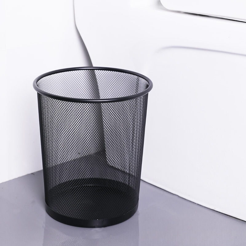 Wrought Iron Paper Basket, Household Trash Can, Large, Medium, Small Sizes, Metal Iron Mesh, Round, Lidless Storage Bin, Office Trash Bin