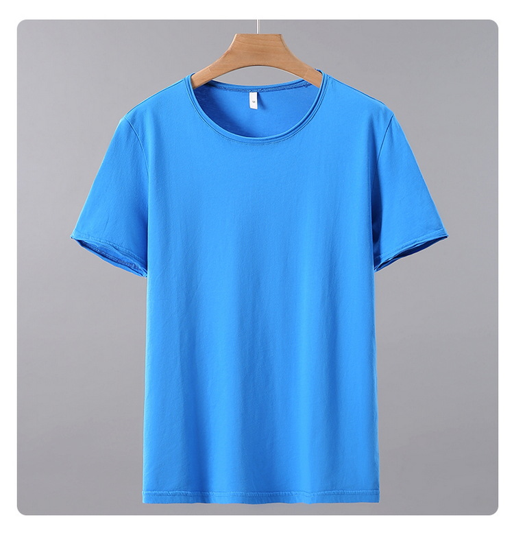 Pure cotton, solid color, short sleeved T-shirt with a base, white T-shirt with inner layer, men's half sleeved T-shirt_voghion.com