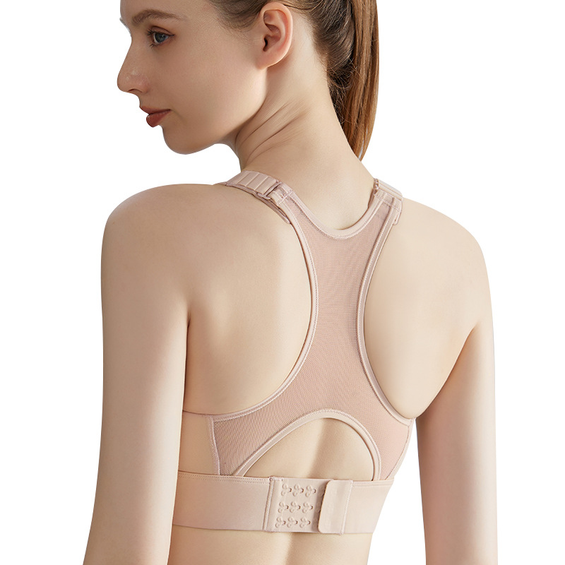 LAHN nueva ropa interior deportiva mujer taza fija a prueba de choque hueco ajustable correa de hombro malla ropa interior de yoga