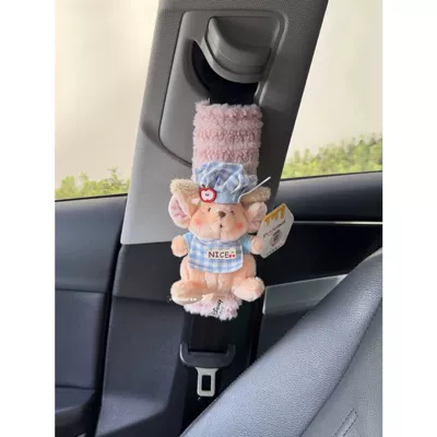 Bouquet Winnie the Pooh Couple – Seat belt shoulder pad - blue-chef-adzuki-bean-pink-striped-shoulder-pads-no-specifications