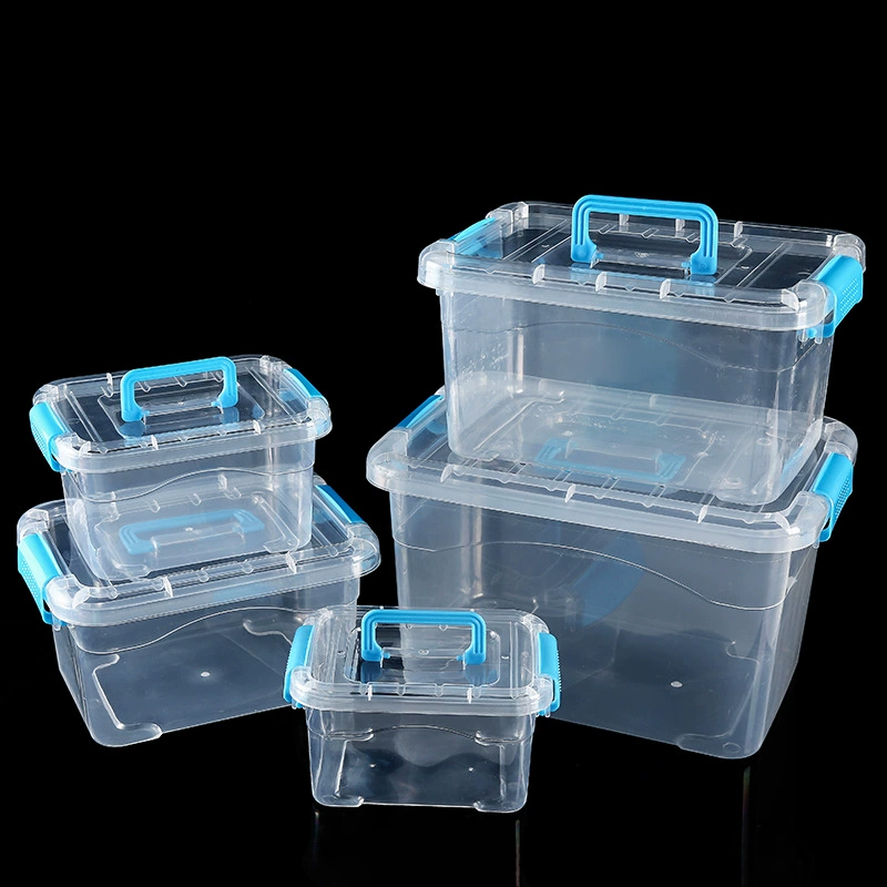 Портативный утолщенный прозрачный ящик для хранения Пластиковая коробка Коробка для хранения крышки Игрушечная одежда Отделочная коробка Ящик для хранения закусок